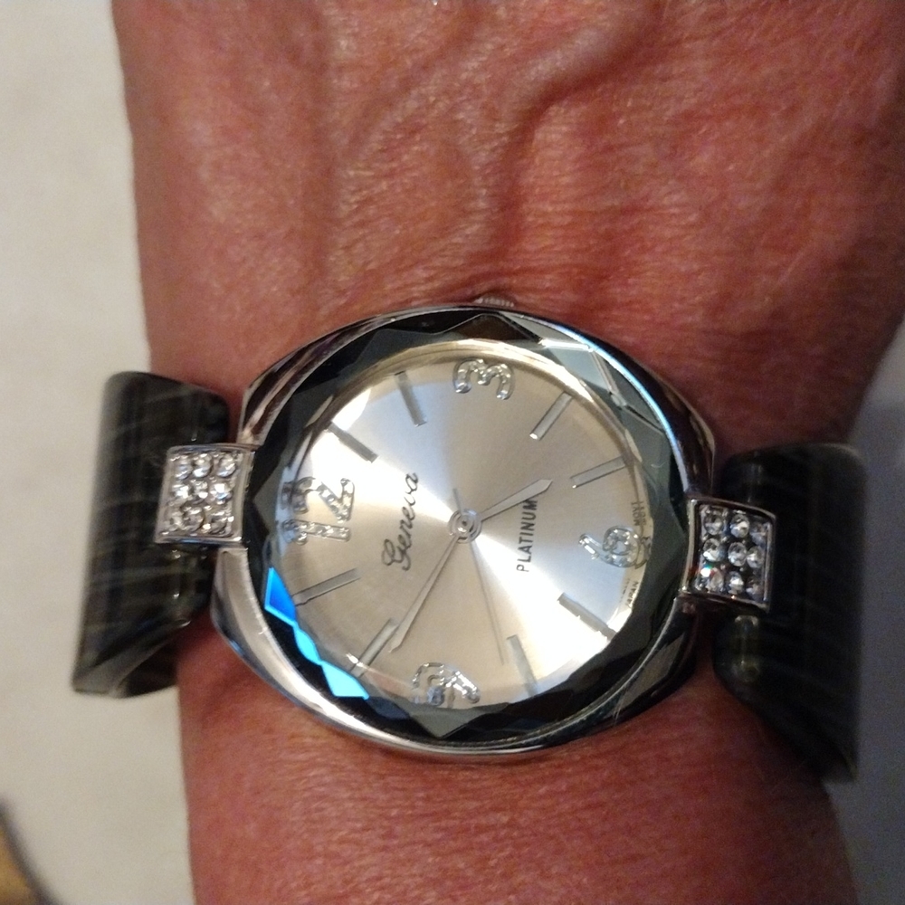 Geneva platinum bracelet style band Watch.